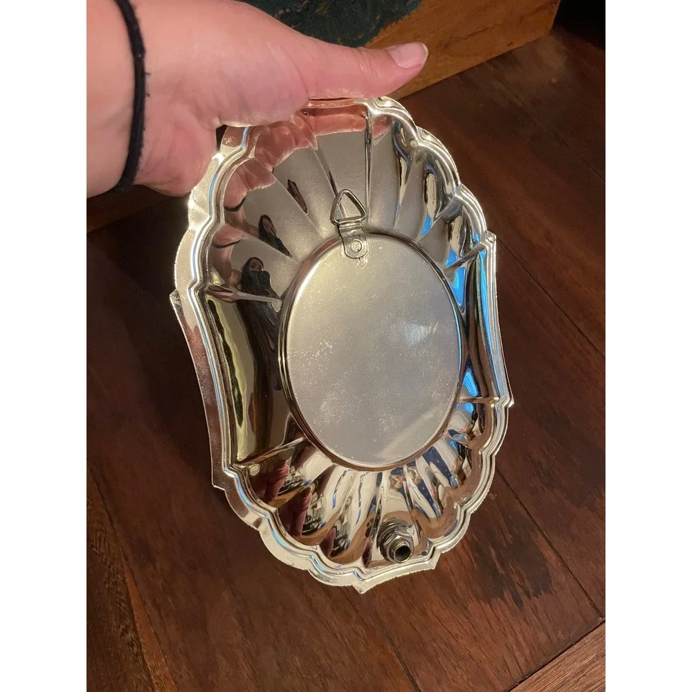 Vintage Scalloped Mirror Wall Sconce Taper Candle Holder Reflective